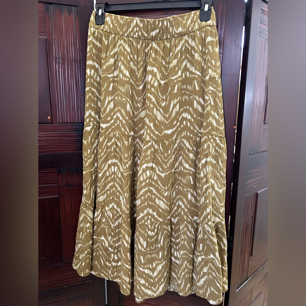 Wonderly Mustard and White Maxi Skirt